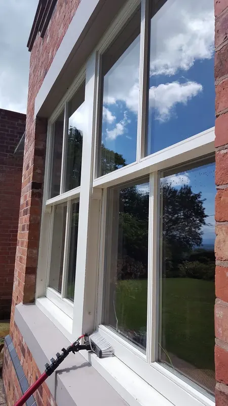Sash window cleaning on a period home in Chester